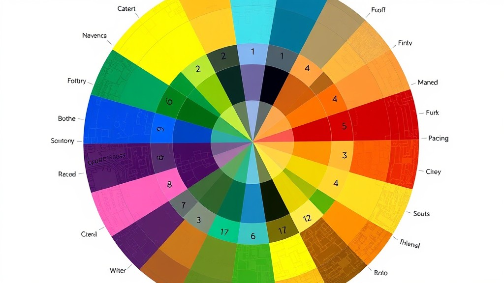 Ilustrasi Roda Warna dengan berbagai warna yang saling berhubungan