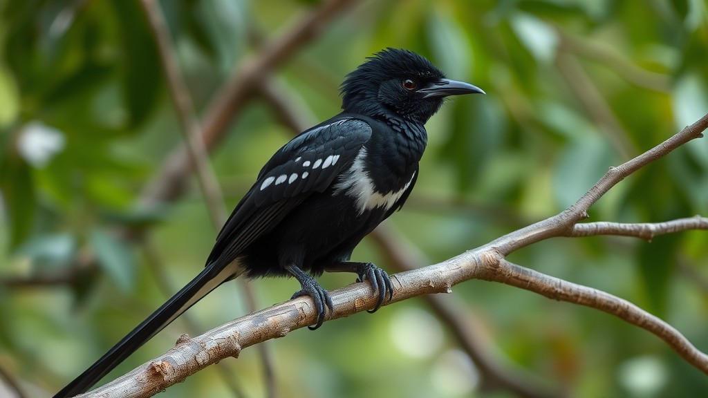 Burung Kacer bertengger di ranting pohon