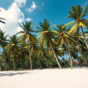 Pantai Lasiana dengan pohon kelapa