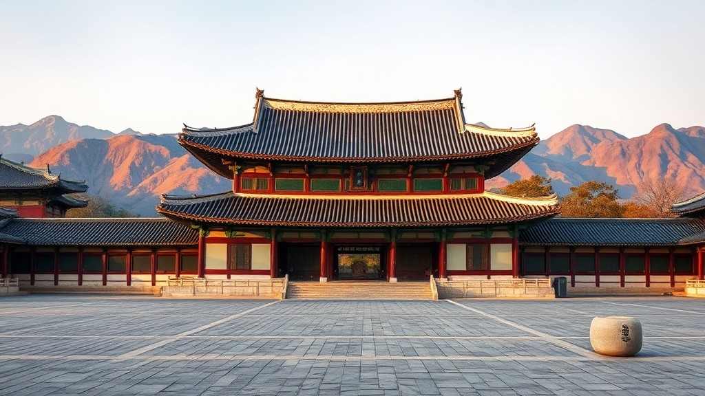 Pemandangan Istana Gyeongbokgung di Seoul, Korea Selatan