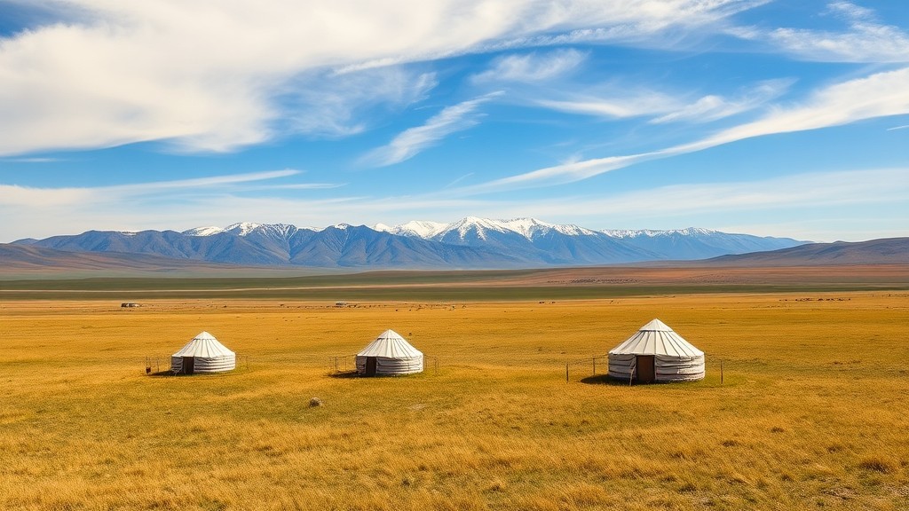 Pemandangan Padang Rumput Stepa di Mongolia