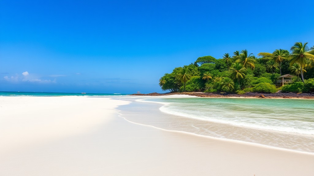  pantai berpasir putih dengan ombak kecil di Pantai Nambo