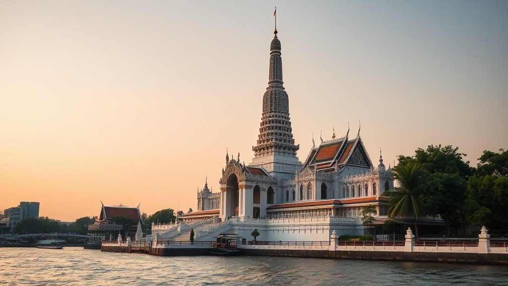 Pemandangan Wat Arun di Bangkok, Thailand