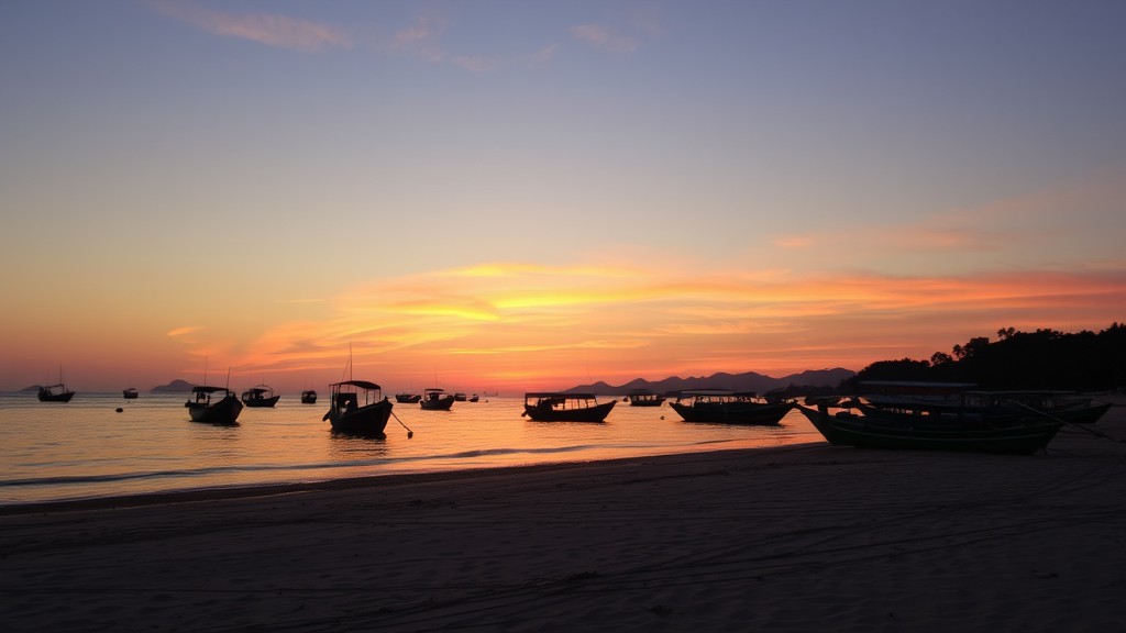 Pemandangan matahari terbenam di Pantai Senggigi