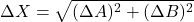 \[ \Delta X = \sqrt{(\Delta A)^2 + (\Delta B)^2} \]