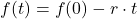 \[ f(t) = f(0) - r \cdot t \]