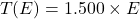 \[ T(E) = 1.500 \times E \]